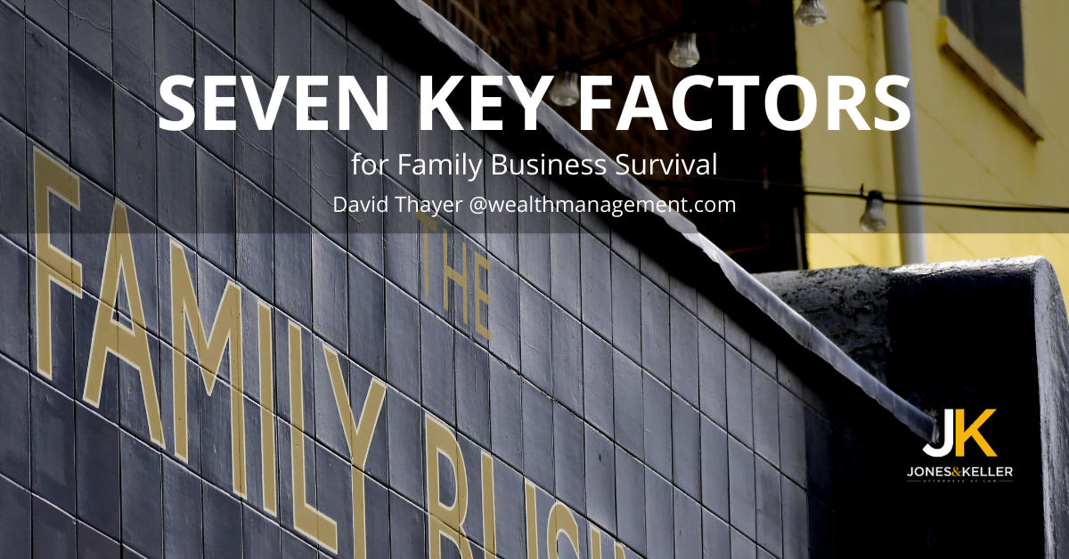 Black wall with words "The Family Business", with article title, by David Thayer